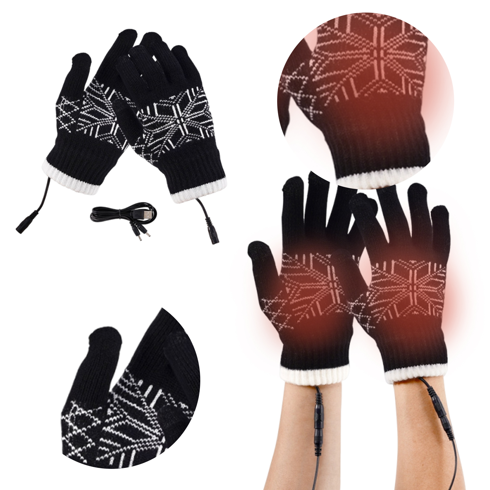 Hand Warmer Electric - USB Electric Heated Gloves Windproof Touchscreen