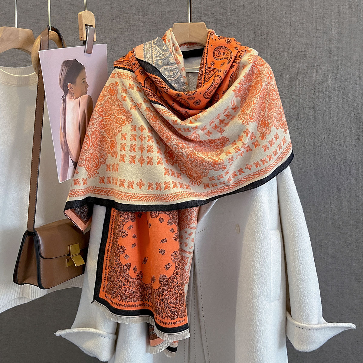 Cashmere Pashmina Wrap - Winter Cashmere Scarf Women Luxury Paisley