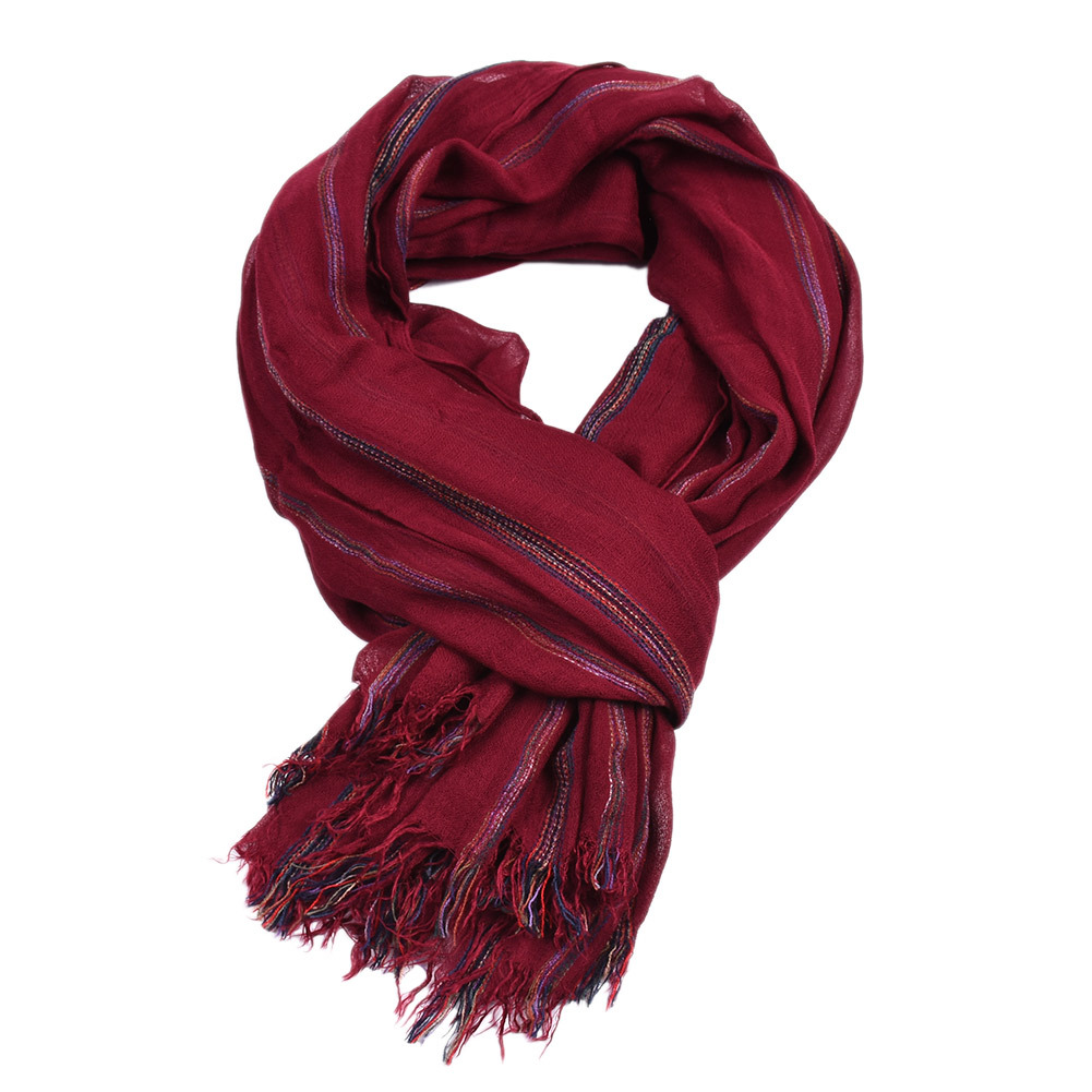 Wool Scarf Men - Cotton Linen Fashion Striped Men Scarf