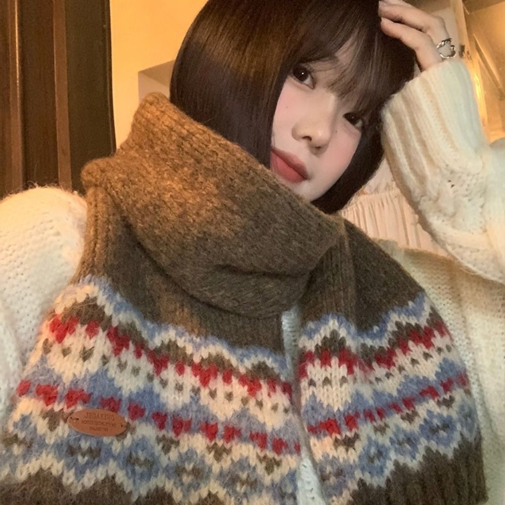 Classic Wool Jacquard Knitted  - Wool Scarf Men 리뷰 및 가격