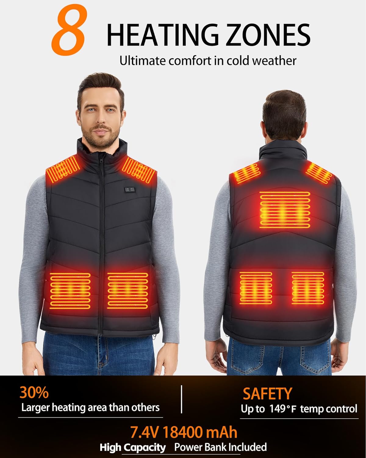 Men's Heated Vest with 18400mA - Heated Vest Battery 리뷰 및 가격