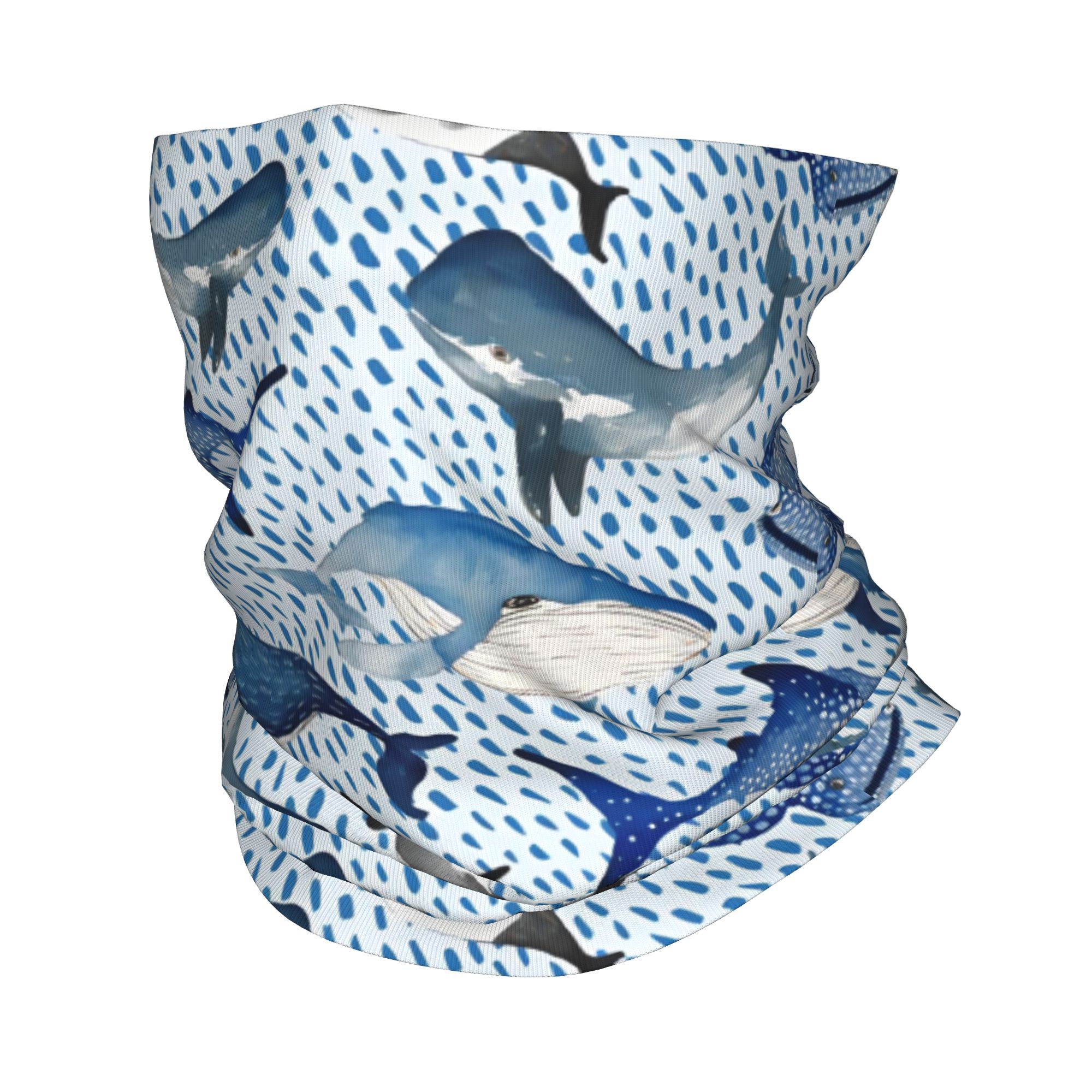 Custom Blue Watercolour Shark  - Neck Gaiter Fleece 리뷰 및 가격