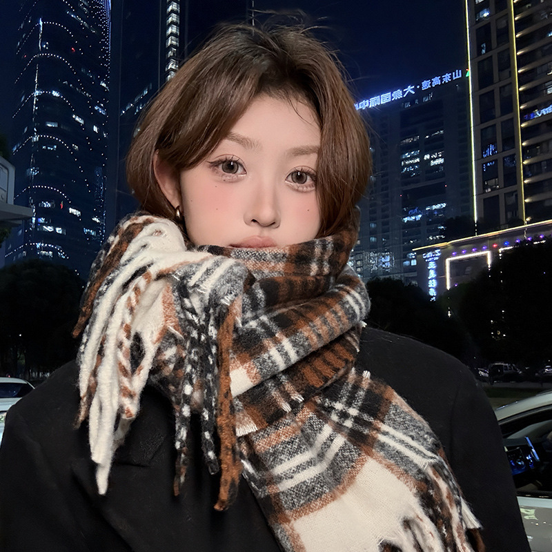 Purple Plaid Scarf Women's Aut - Wool Scarf Men 리뷰 및 가격