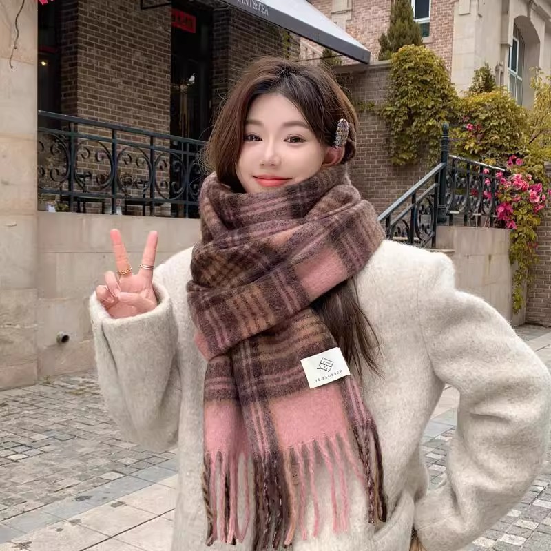 Purple Plaid Scarf Women's Aut - Wool Scarf Men 리뷰 및 가격
