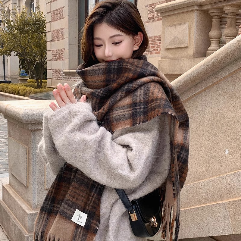 Purple Plaid Scarf Women's Aut - Wool Scarf Men 리뷰 및 가격