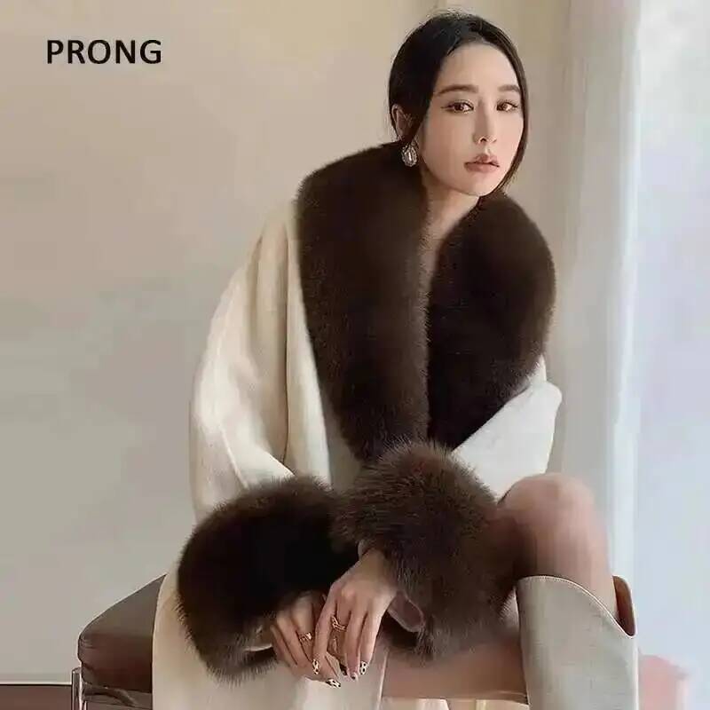 100% Real Fox Fur Collar Winte - Shawl Wrap Winter 리뷰 및 가격