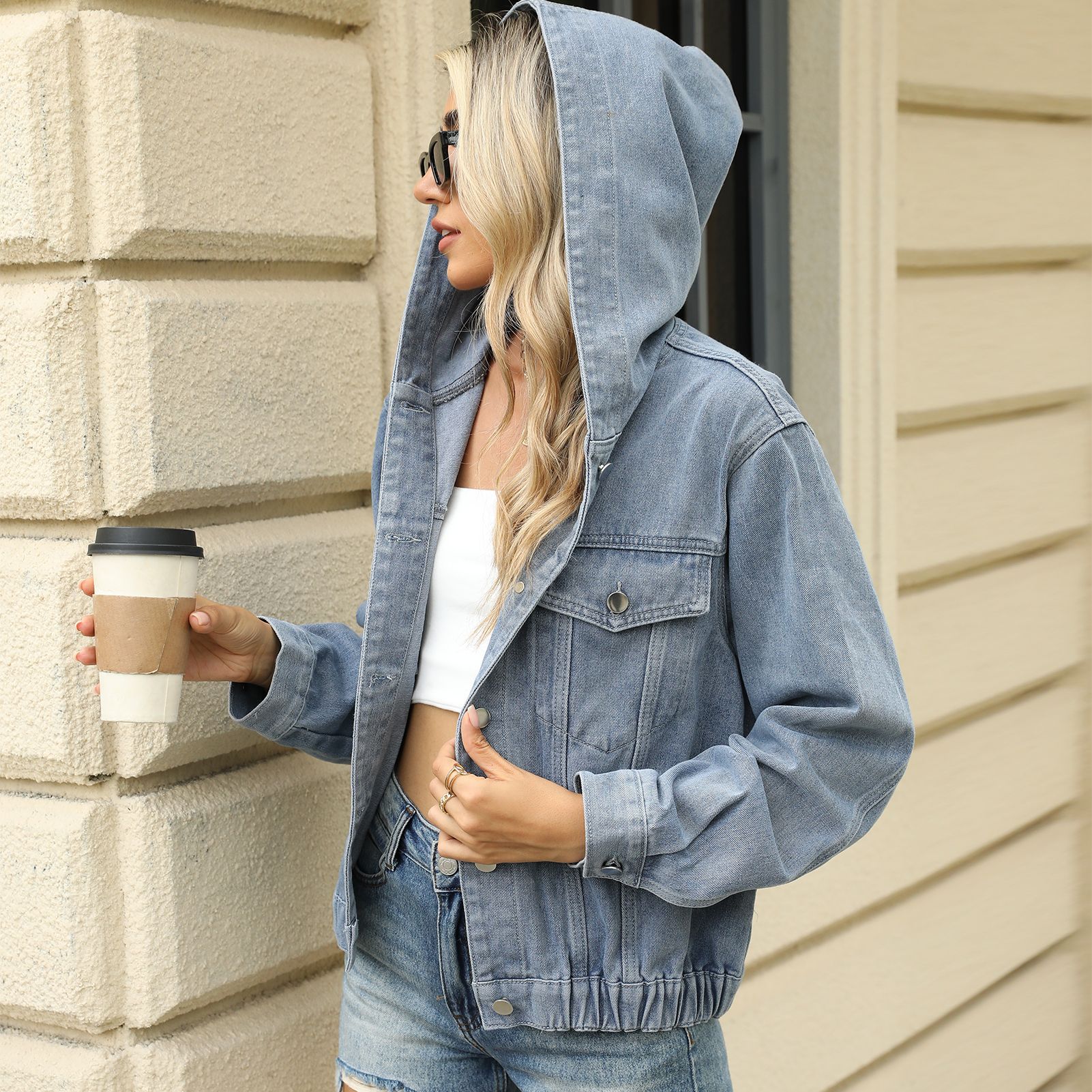 Women Denim Jacket Hooded Coat - Down Jacket Packable 리뷰 및 가격