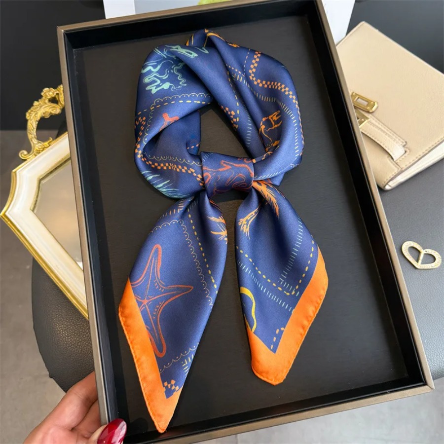 Blue Print Silk Square Scarf W - Shawl Wrap Winter 리뷰 및 가격
