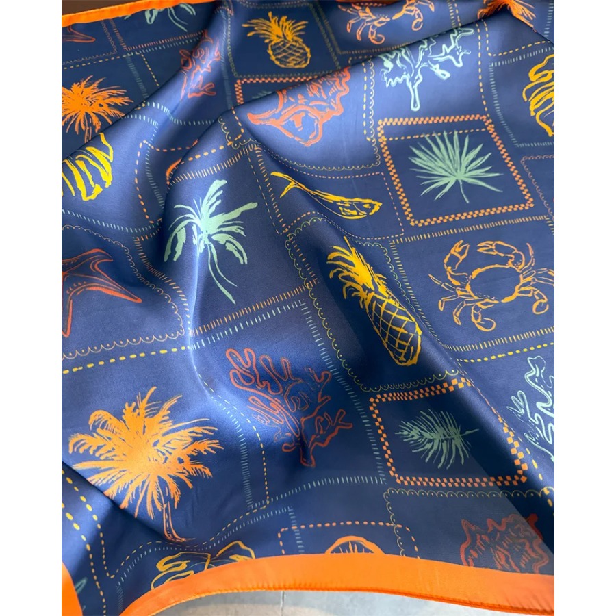 Blue Print Silk Square Scarf W - Shawl Wrap Winter 리뷰 및 가격